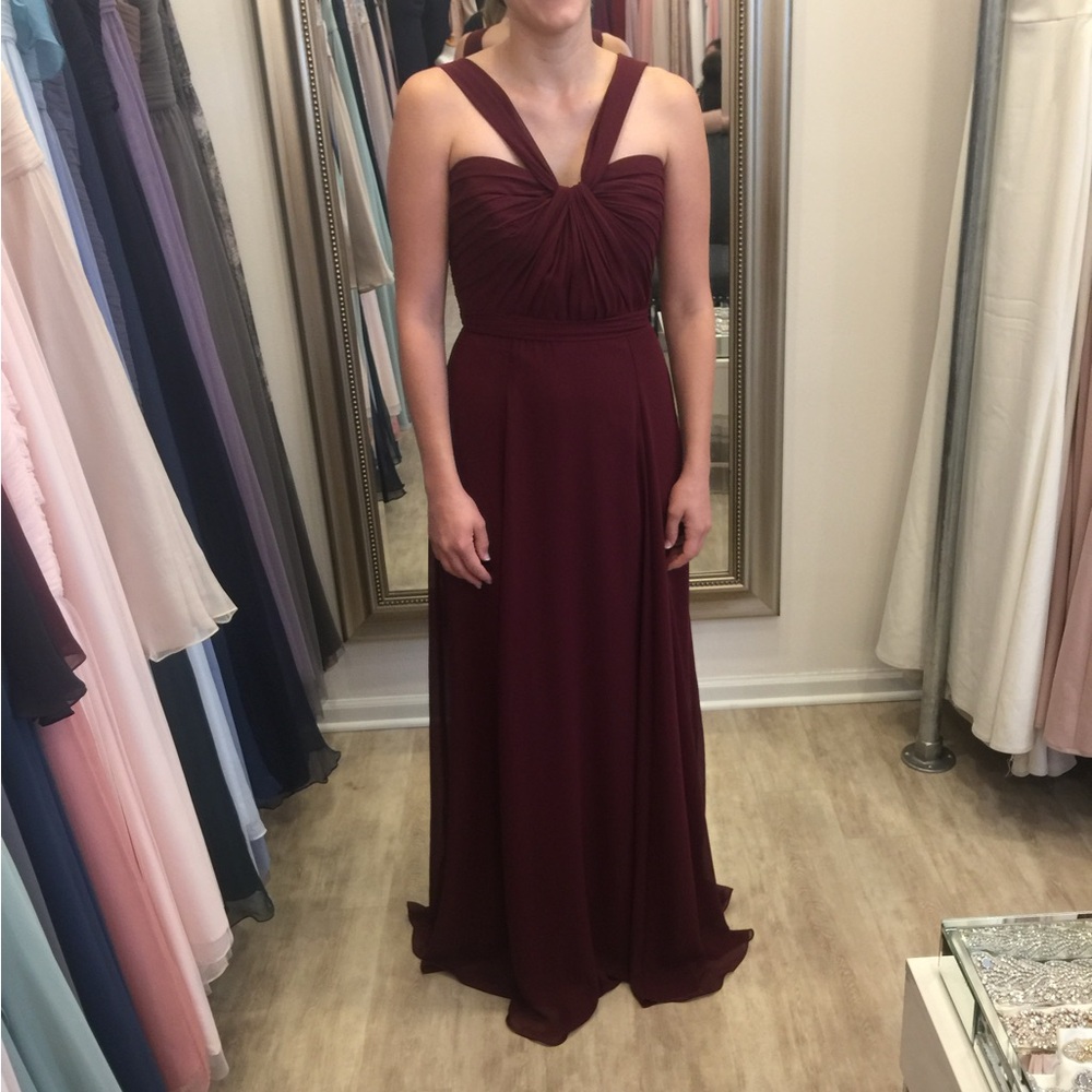 Amsale Cersia Style Merlot Gown